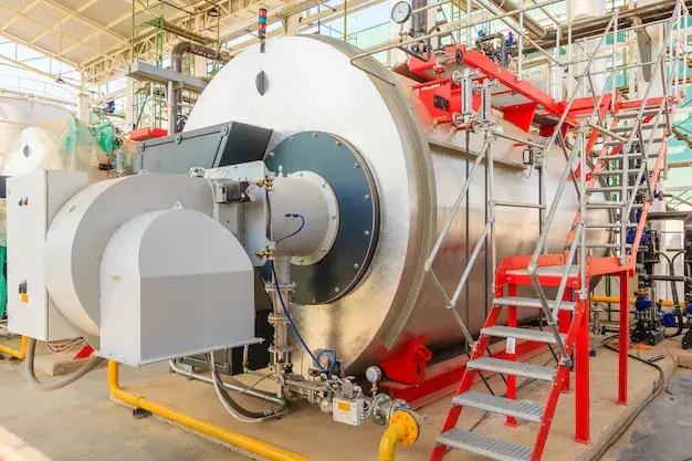 Gas boilers in gas boiler room for steam production